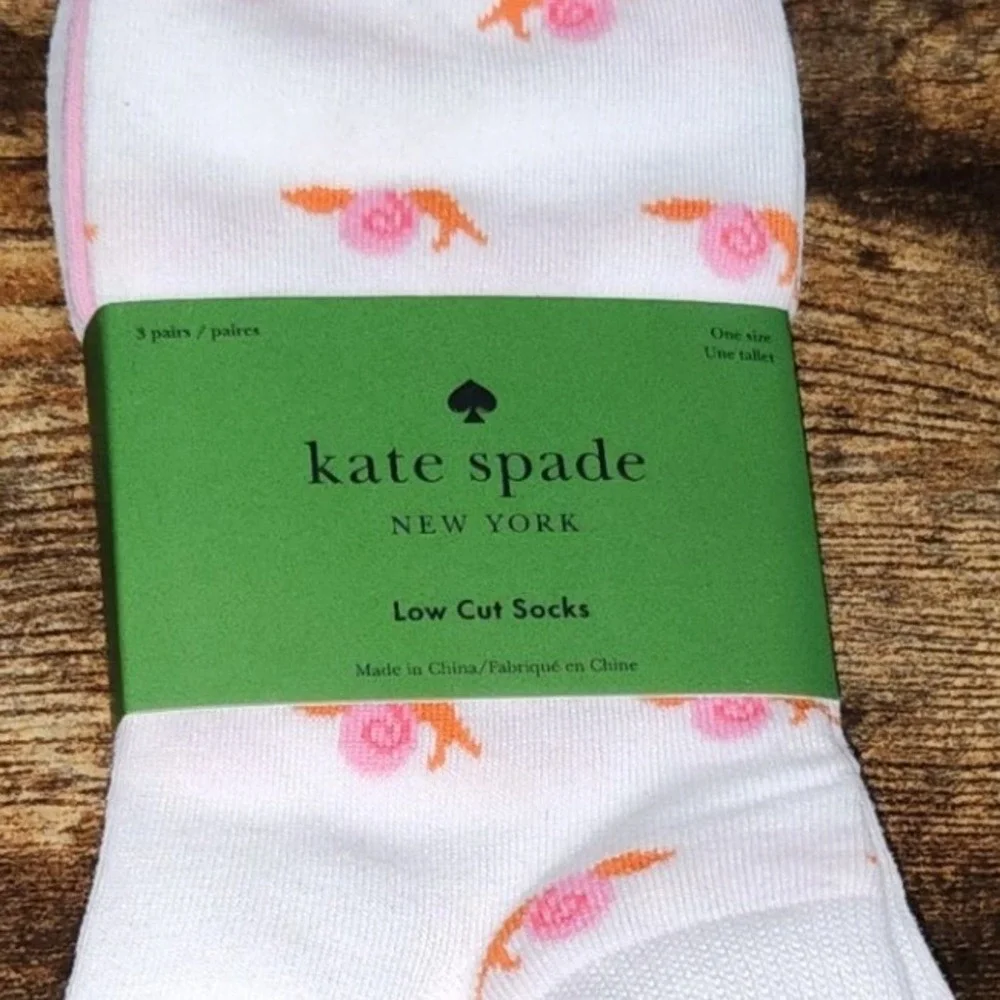 Kate Spade New York Low Cut Socks 3 Pack Snail Pink Gray White 43KSWS561954C-CRM